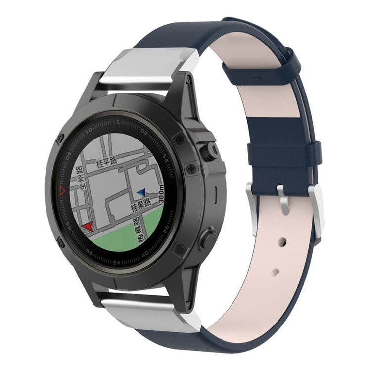 Skøn Garmin Fenix 5X / Garmin Tactix Charlie Kunstlæder Rem - Blå#serie_4