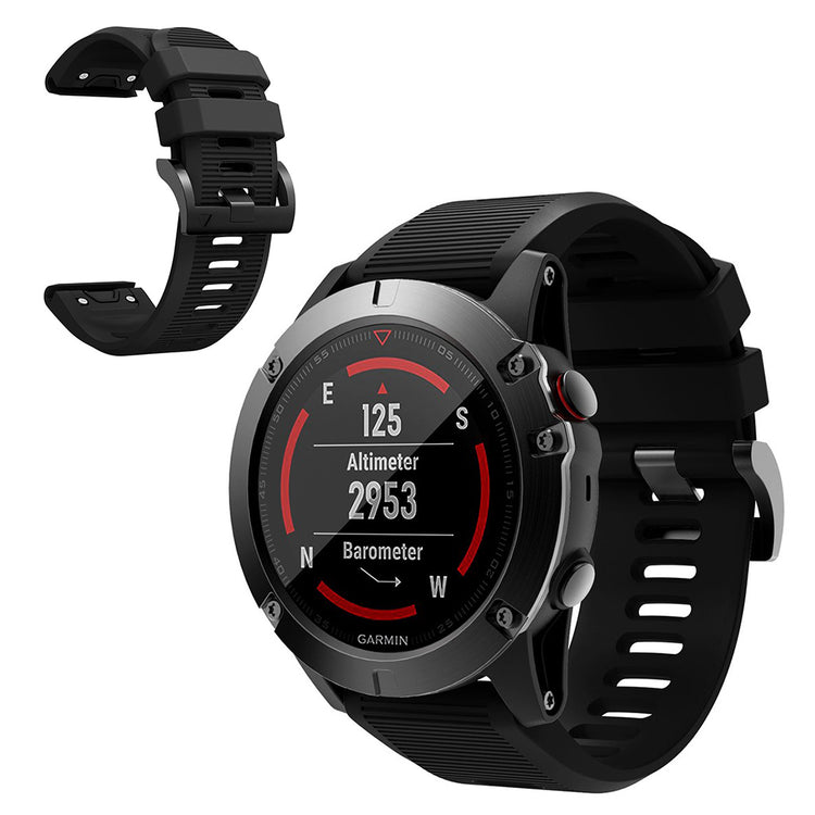 Helt vildt kønt Garmin Fenix 5X Silikone Rem - Sort#serie_1