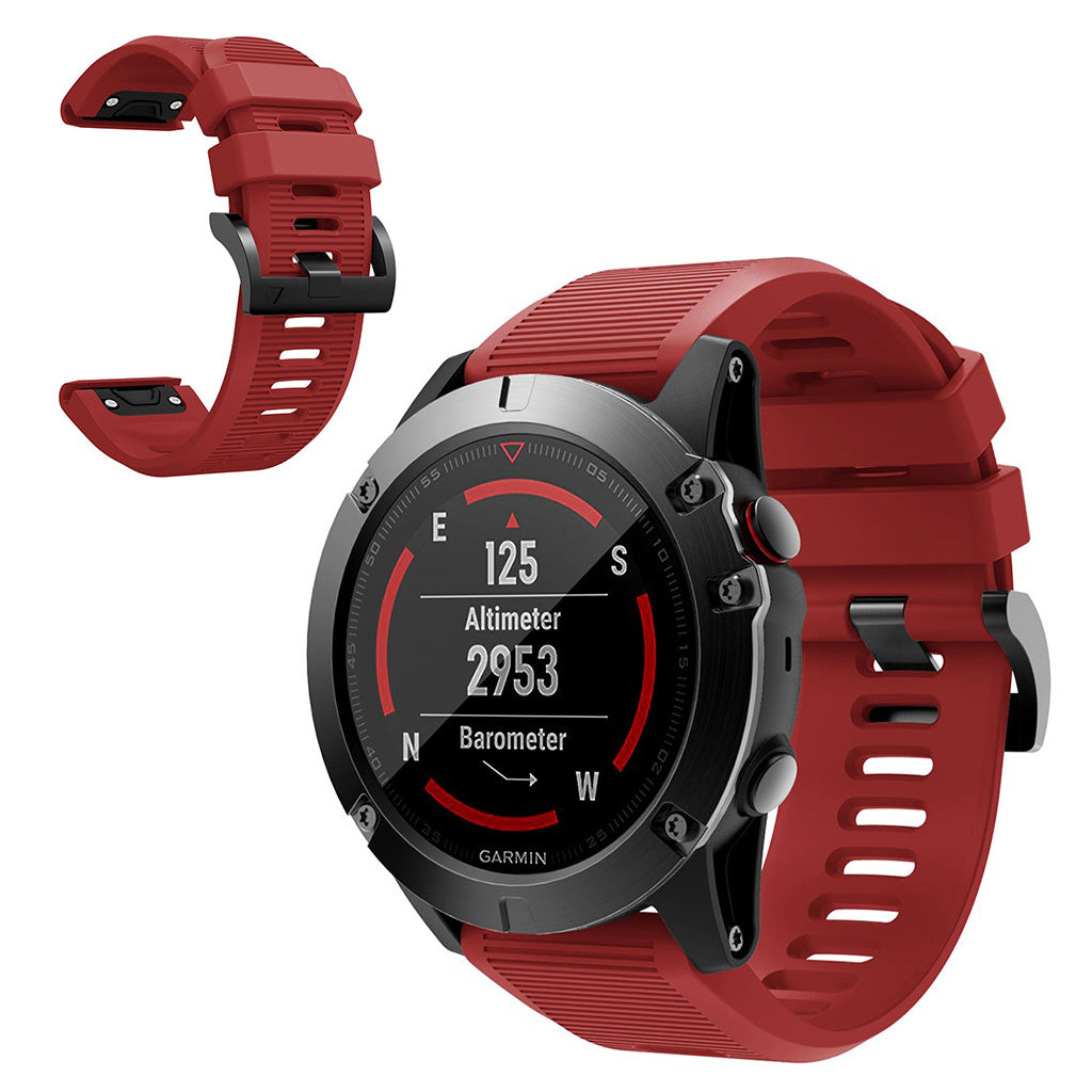 Helt vildt kønt Garmin Fenix 5X Silikone Rem - Rød#serie_10