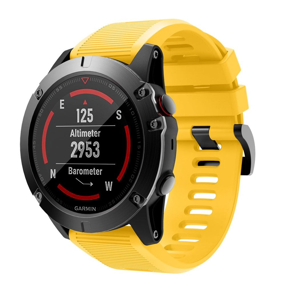 Helt vildt kønt Garmin Fenix 5X Silikone Rem - Gul#serie_6