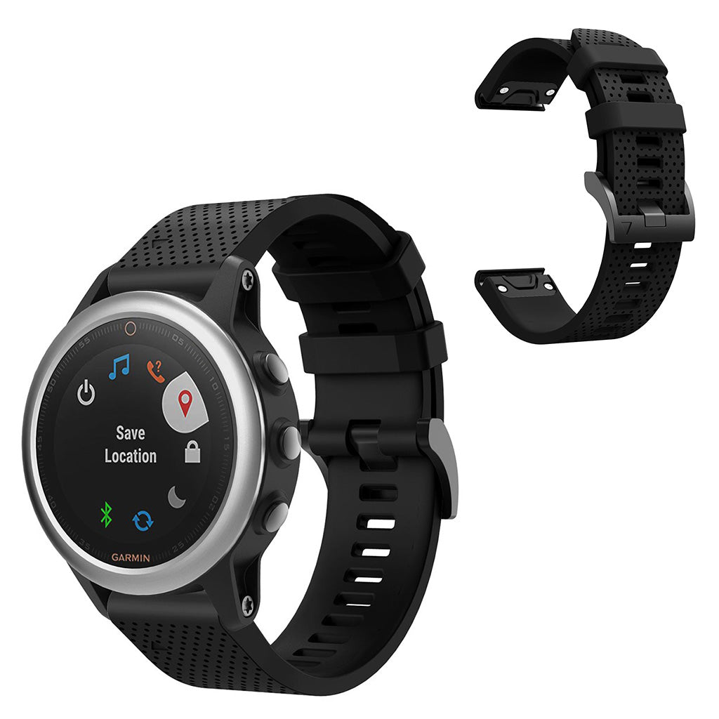 Vildt skøn Garmin Fenix 5S Silikone Rem - Sort#serie_1