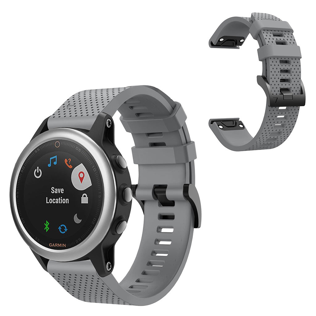 Vildt skøn Garmin Fenix 5S Silikone Rem - Sølv#serie_7