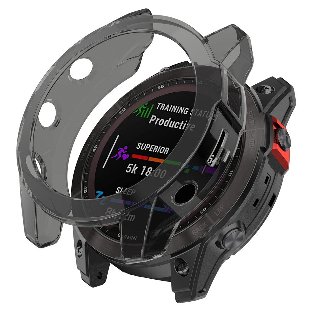 Garmin Fenix 7S Gennemsigtig Silikone Bumper  - Sort#serie_2