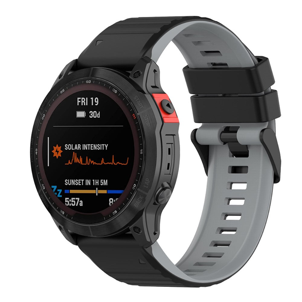 Super elegant Garmin Fenix 7 Silikone Rem - Sort#serie_3