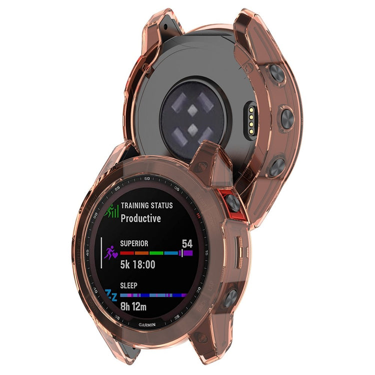 Garmin Fenix 7 Gennemsigtig Silikone Bumper  - Orange#serie_1