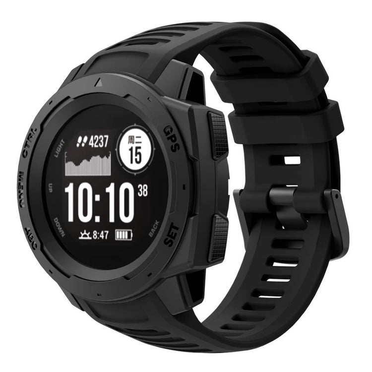 Skøn Garmin Instinct Silikone Rem - Sort#serie_1