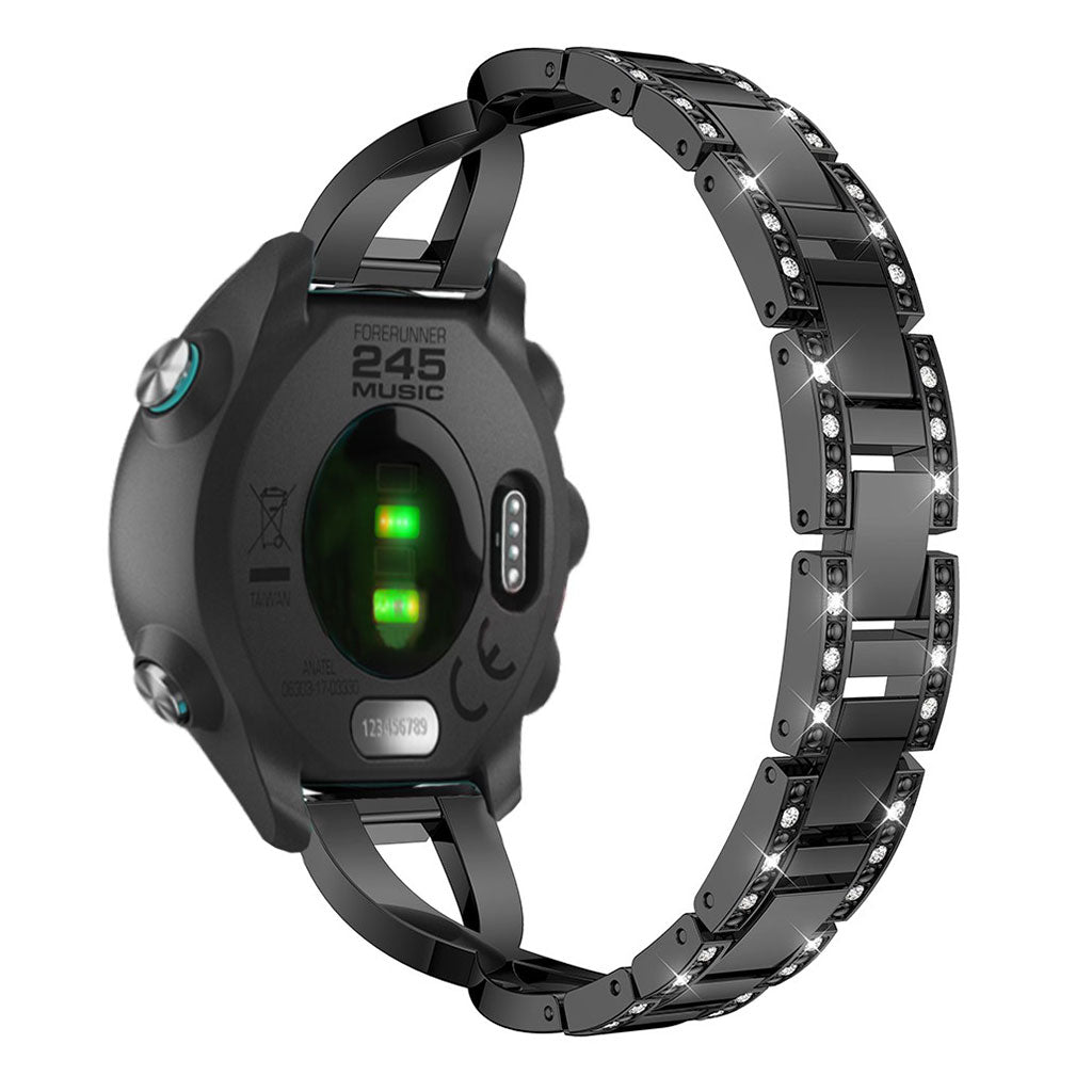 Tidsløst Garmin Forerunner 245 Metal og Rhinsten Rem - Sort#serie_1