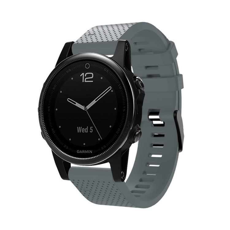 Mega hårdfør Garmin Fenix 5S Plus Silikone Rem - Sølv#serie_8