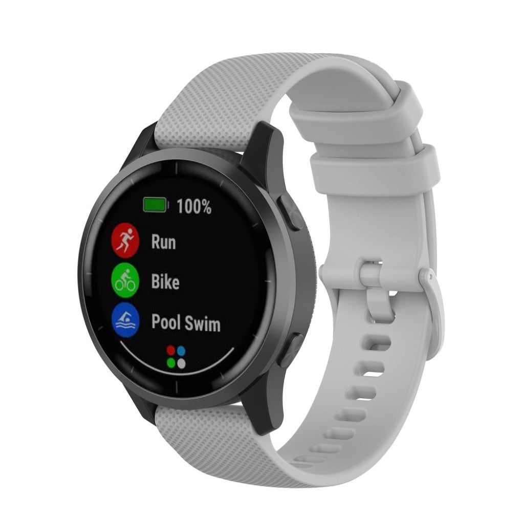 Mega nydelig Garmin Vivoactive 4 Silikone Rem - Sølv#serie_3