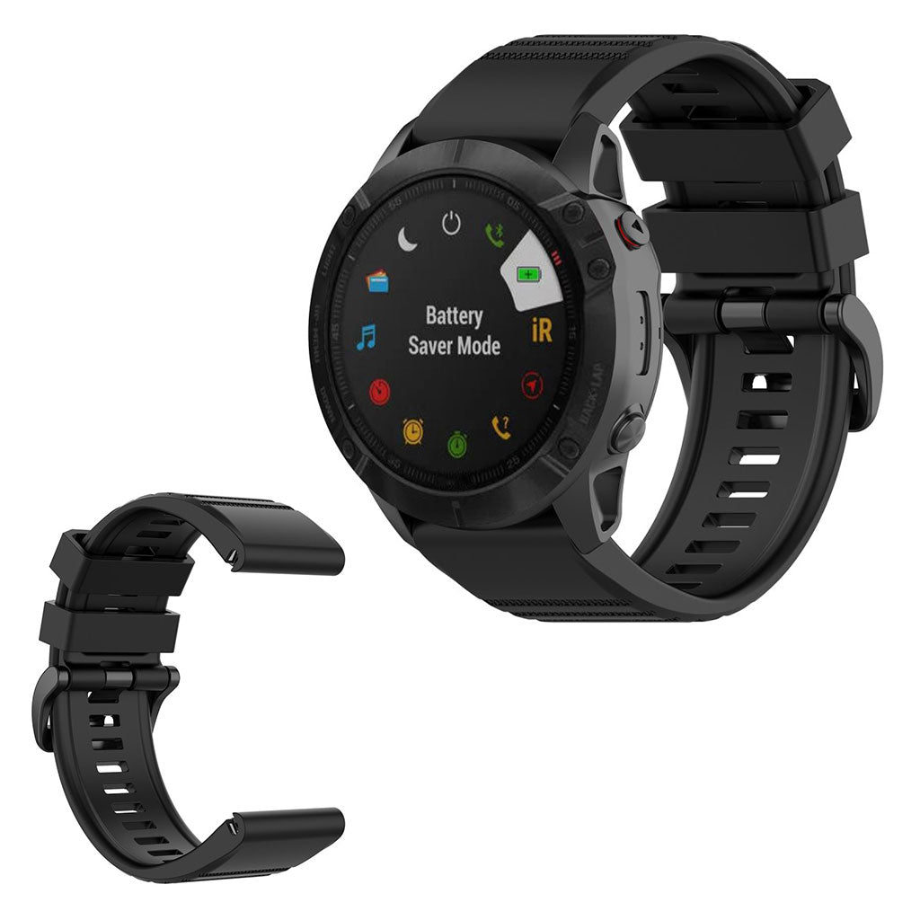 Helt vildt cool Garmin Fenix 6X Silikone Rem - Sort#serie_1