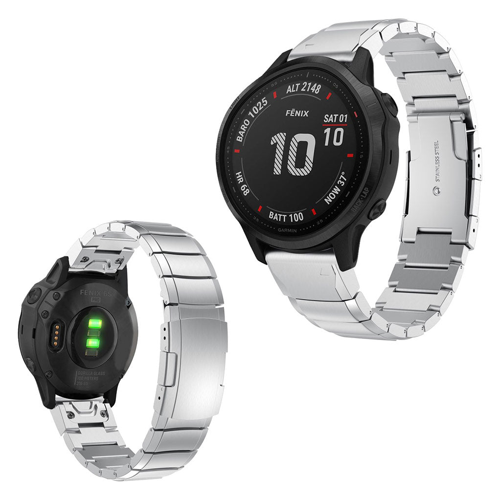 Rigtigt skøn Garmin Fenix 6S Metal Rem - Sølv#serie_4