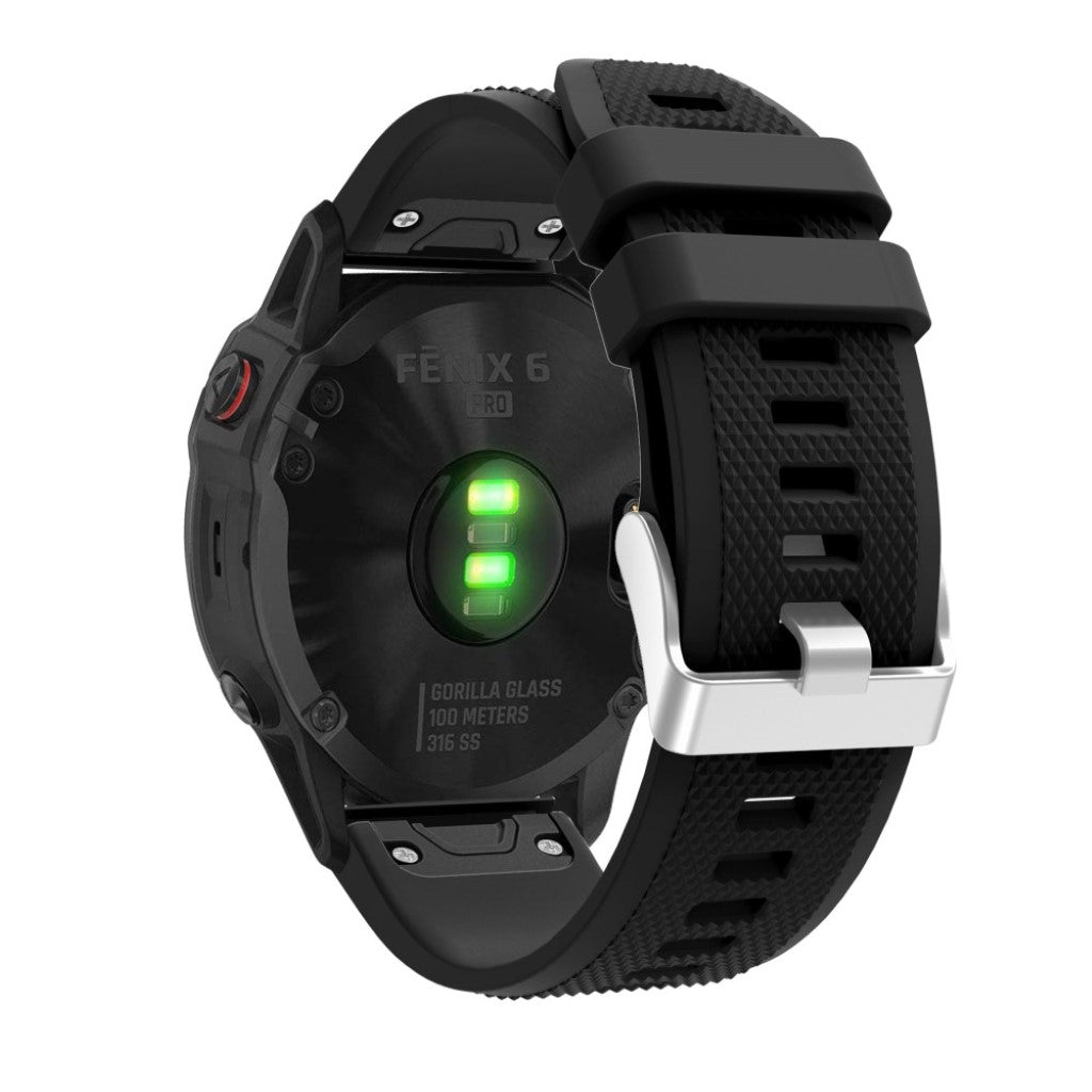 Meget fed Garmin Fenix 6 Silikone Rem - Sort#serie_1