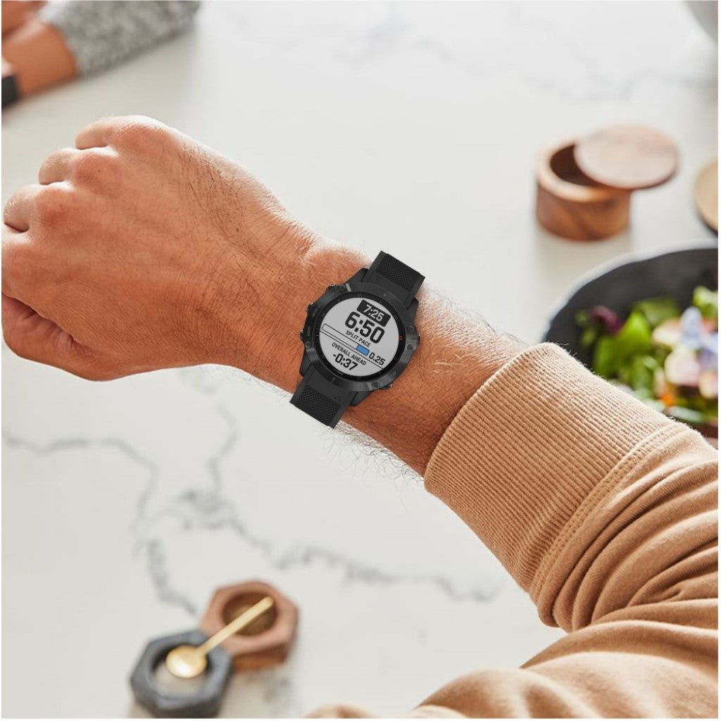 Meget fed Garmin Fenix 6 Silikone Rem - Sort#serie_1