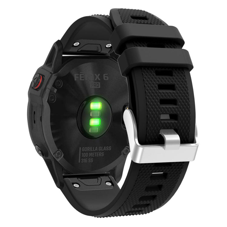 Meget fed Garmin Fenix 6 Silikone Rem - Sort#serie_1