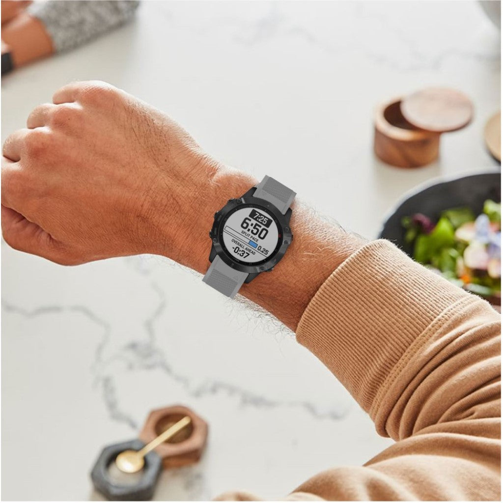 Meget fed Garmin Fenix 6 Silikone Rem - Sølv#serie_3