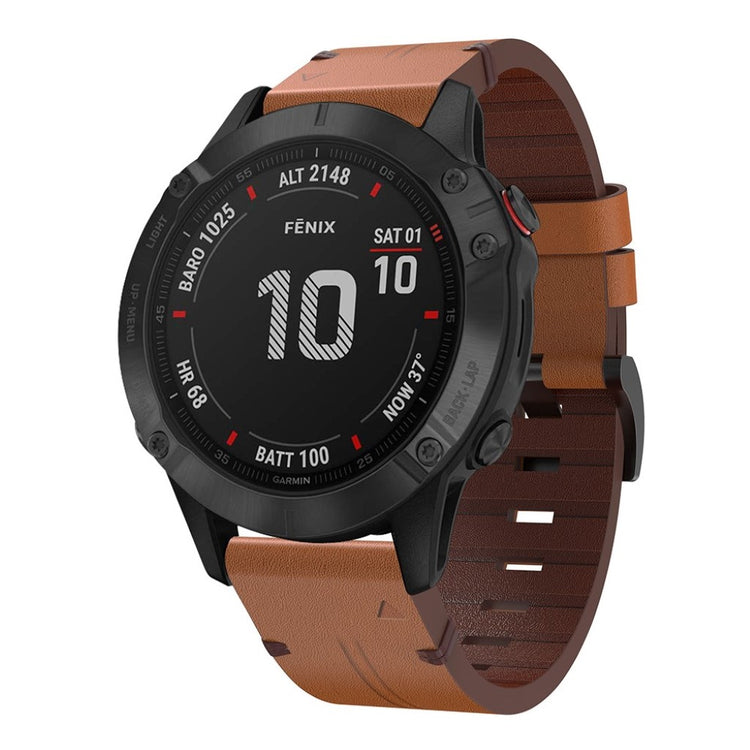 Flot Garmin Fenix 6 Ægte læder Rem - Brun#serie_2