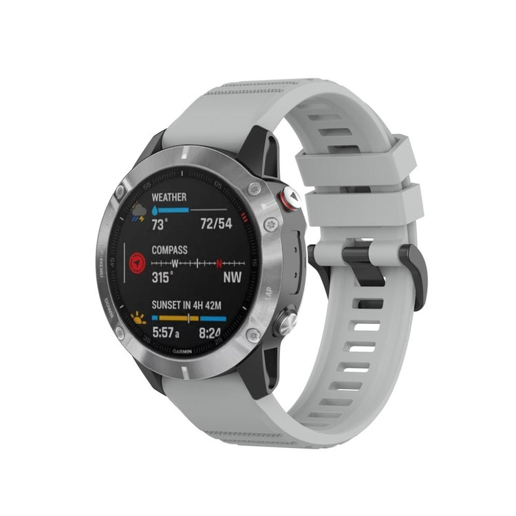 Mega kønt Garmin Fenix 6 Silikone Rem - Sølv#serie_5