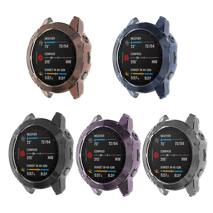 Garmin Fenix 6 / Garmin Fenix 6 Pro Gennemsigtig Silikone Bumper  - Sort#serie_3