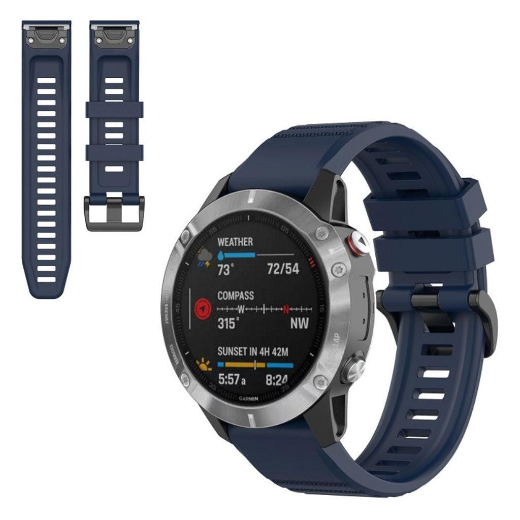 Meget smuk Garmin Fenix 6X Pro Silikone Rem - Blå#serie_11