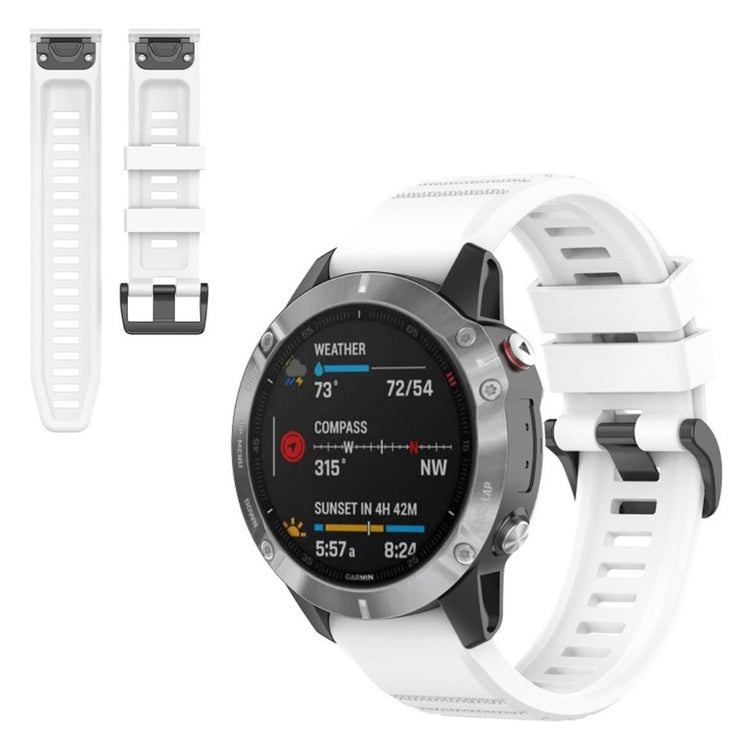 Meget smuk Garmin Fenix 6X Pro Silikone Rem - Hvid#serie_2