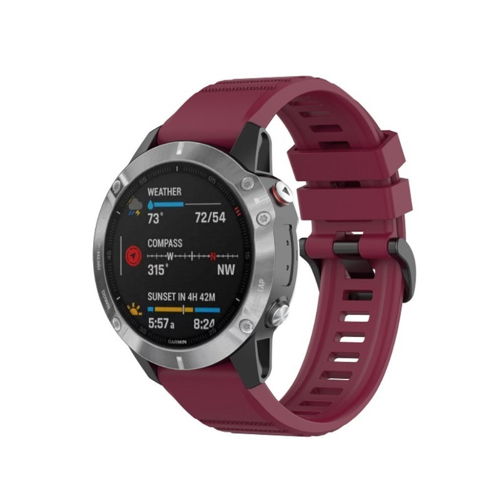 Meget smuk Garmin Fenix 6X Pro Silikone Rem - Rød#serie_4