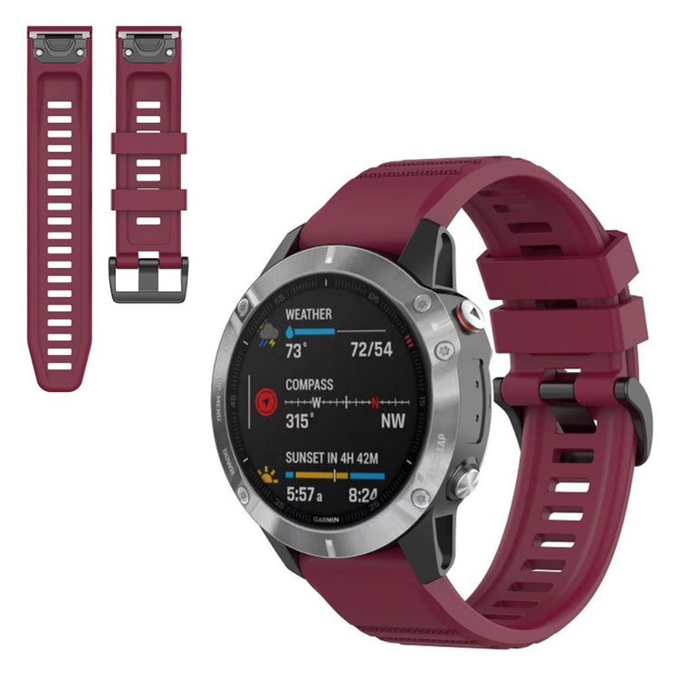 Meget smuk Garmin Fenix 6X Pro Silikone Rem - Rød#serie_4