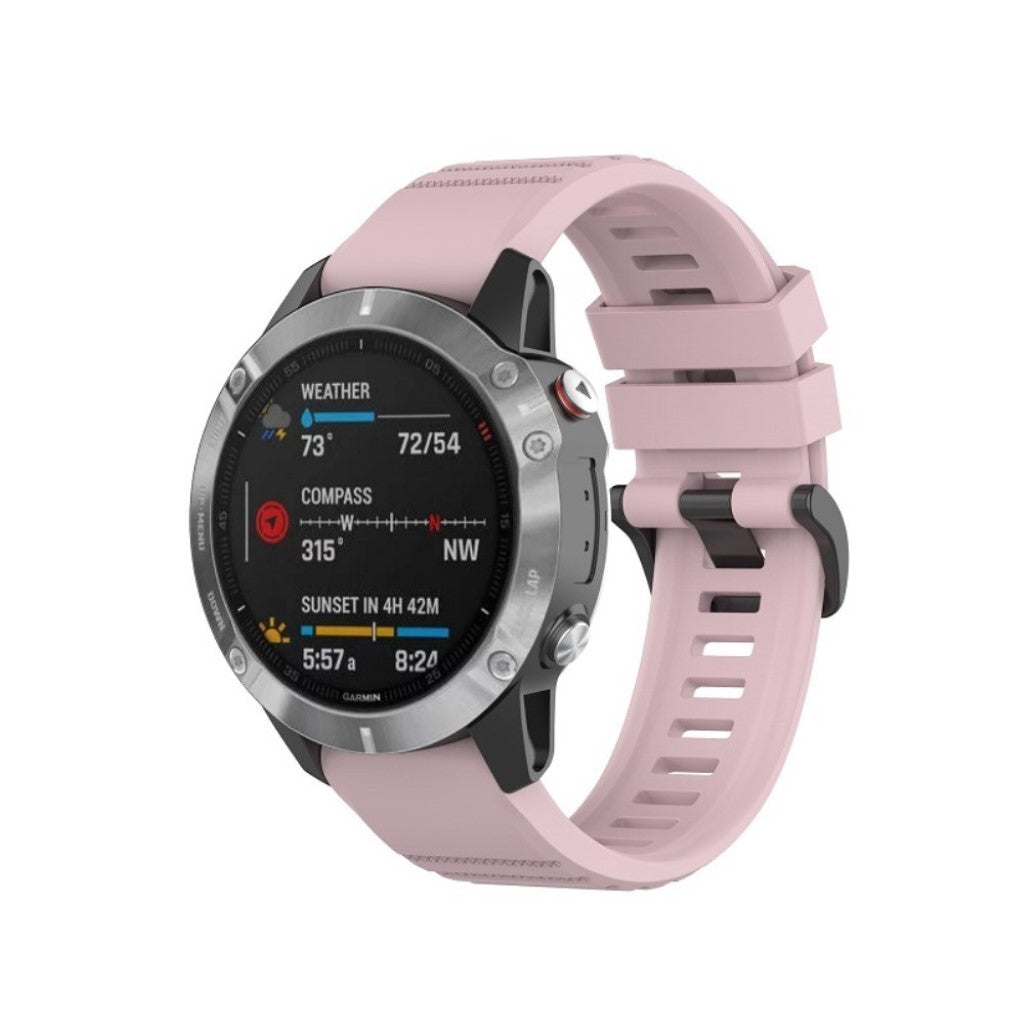 Meget smuk Garmin Fenix 6X Pro Silikone Rem - Pink#serie_6