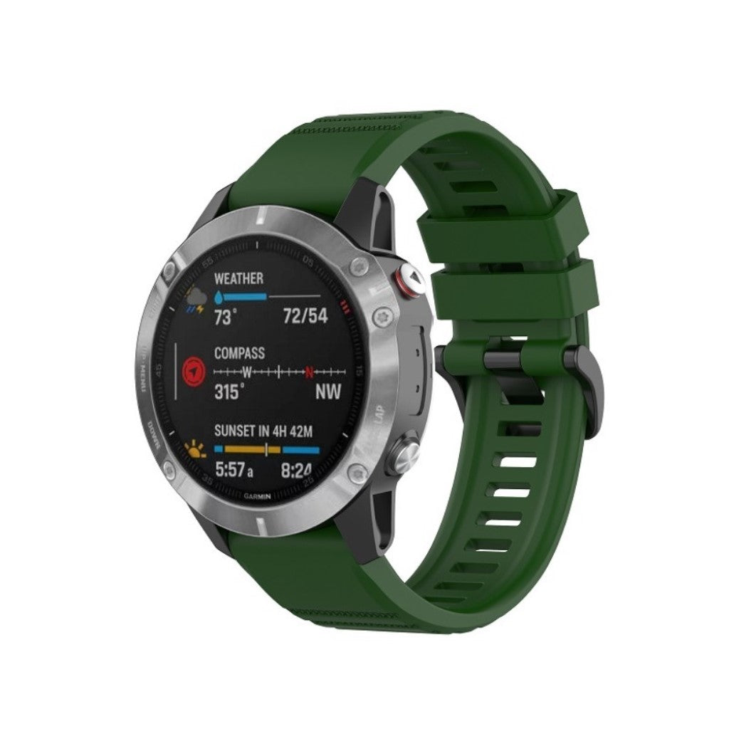 Meget smuk Garmin Fenix 6X Pro Silikone Rem - Grøn#serie_9