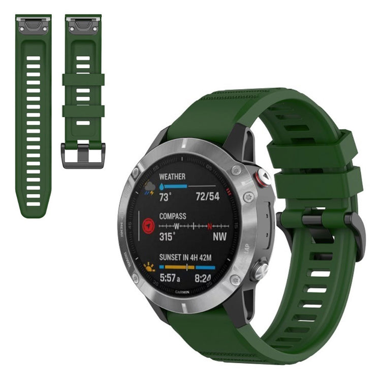 Meget smuk Garmin Fenix 6X Pro Silikone Rem - Grøn#serie_9