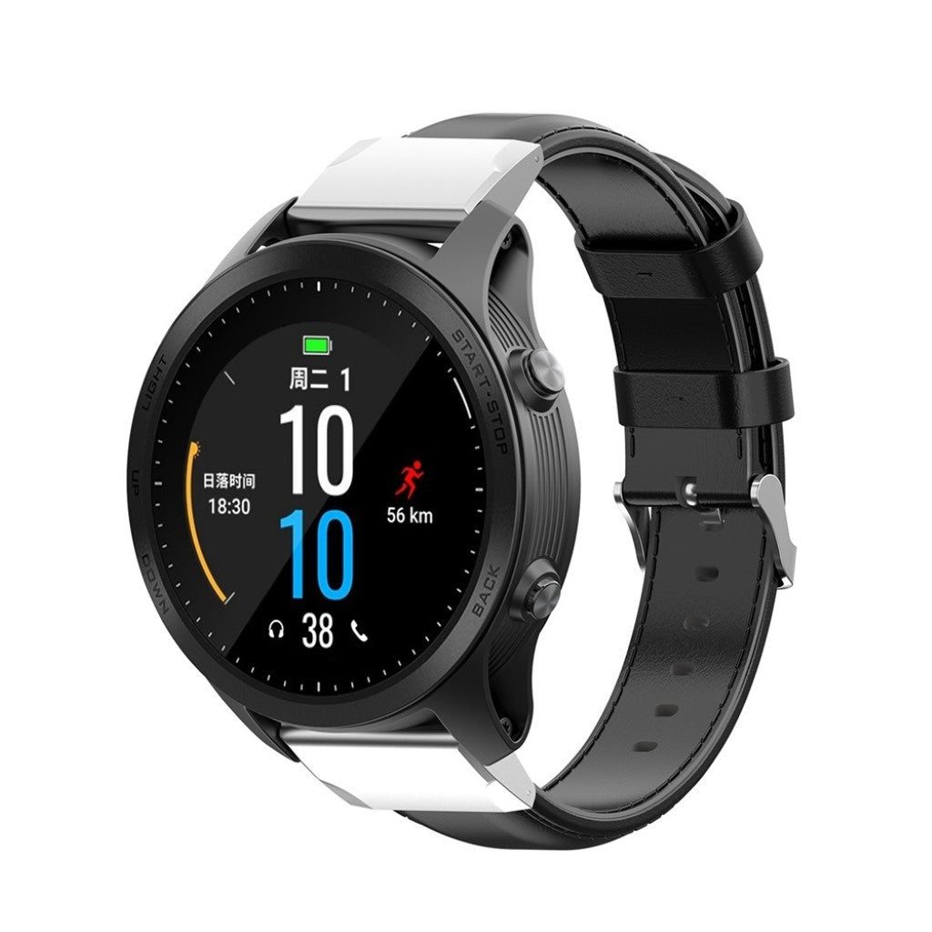 Meget godt Garmin Fenix 6X Pro Ægte læder Rem - Sort#serie_1