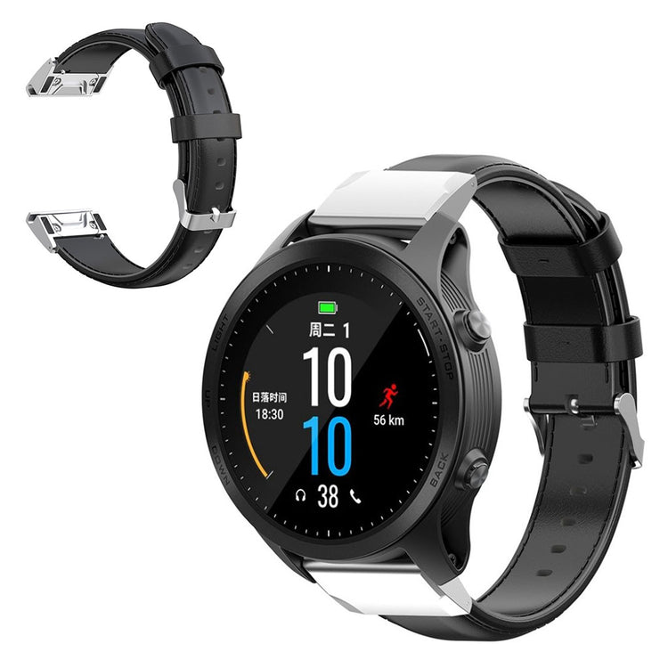 Meget godt Garmin Fenix 6X Pro Ægte læder Rem - Sort#serie_1