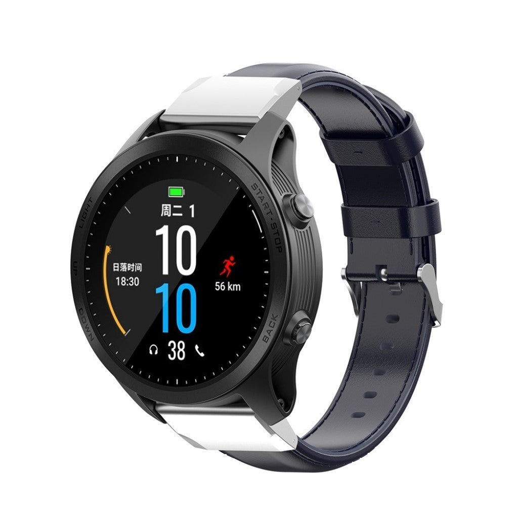 Meget godt Garmin Fenix 6X Pro Ægte læder Rem - Blå#serie_5