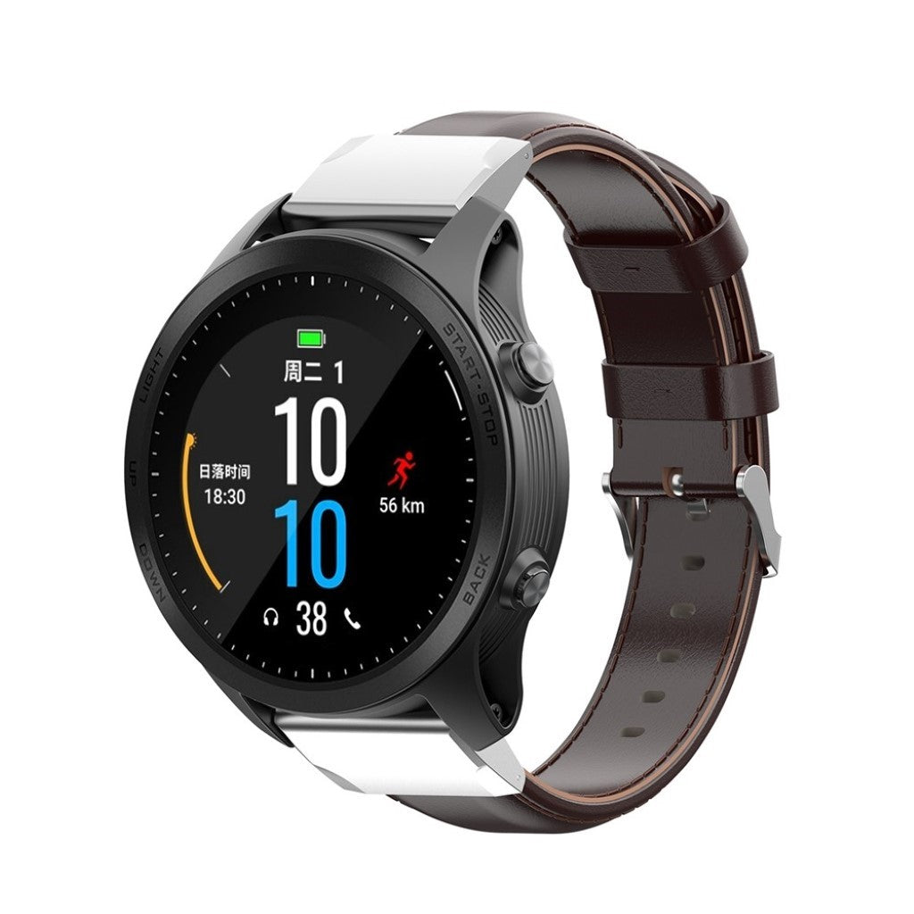 Meget godt Garmin Fenix 6X Pro Ægte læder Rem - Brun#serie_7