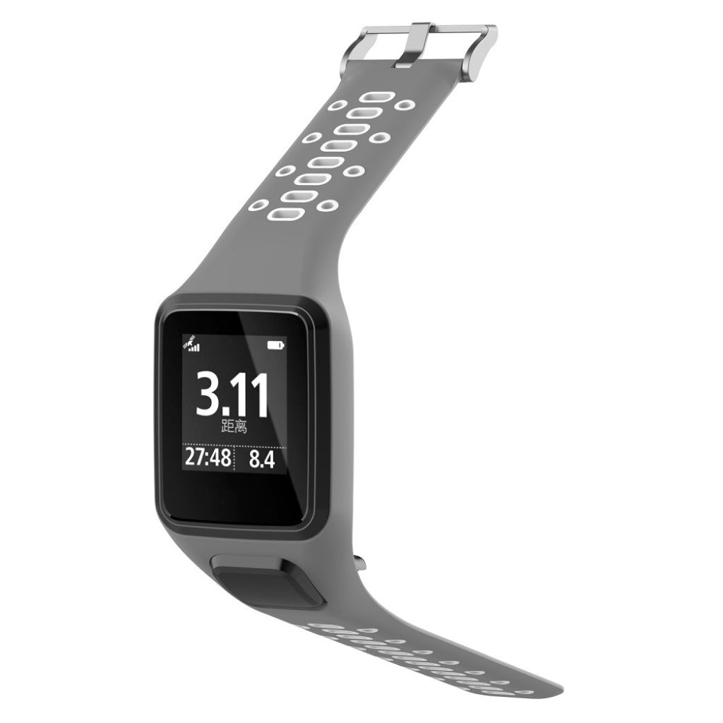 Stilren TomTom Runner 2 / TomTom Runner 3 Silikone Rem - Sølv#serie_6