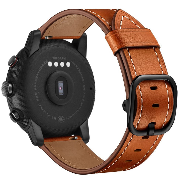 Nydelig Amazfit Stratos 2 \ 2s / Amazfit 1 Ægte læder Rem - Brun#serie_3