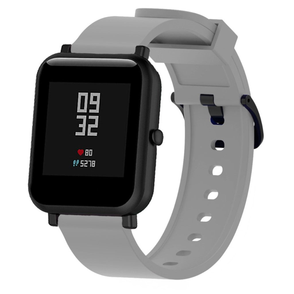 Holdbart Amazfit Bip Silikone Rem - Sølv#serie_2