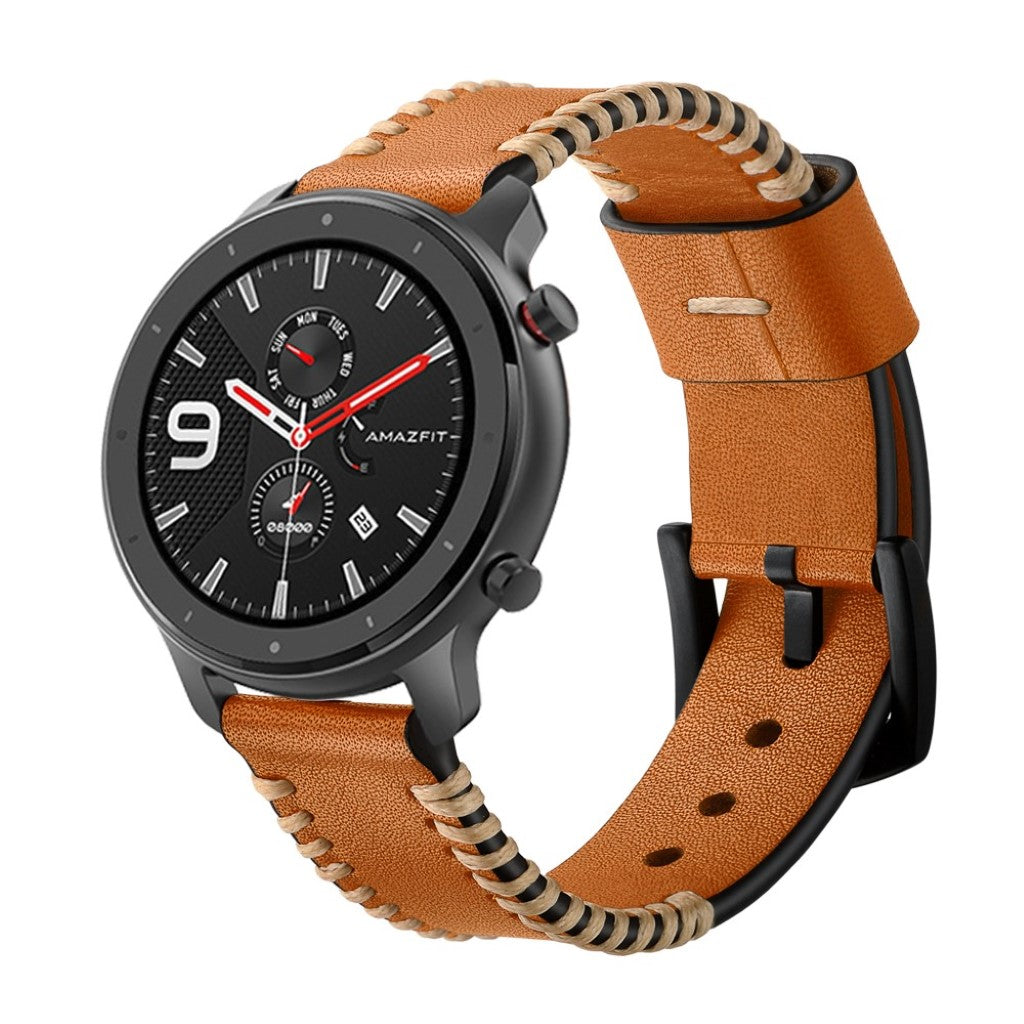 Meget godt Amazfit GTR 42mm Ægte læder Rem - Brun#serie_2